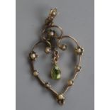 Gold peridot & pearl Victorian pendant