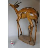 Large contemporary carved deer study - Approx. height 90cm