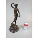 Bronze nude with bow on marble base - Approx. height 33cm