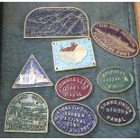 Collection of brass plaques mostly canal related