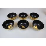 Set of 6 Oriental gilt paper-mache bowls