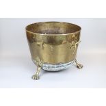 Brass coal bucket on claw feet