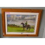 Watercolour horse and jockey signed M Kennedy