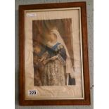 Queen Victoria print on silk - Approx. image size 23cm x 37cm