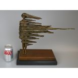 Bronze wind blown figure on marble base - Approx. height 36cm