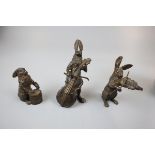 3 cold cast bronze musical hare trio