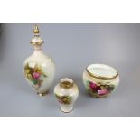 2 signed Royal Worcester vases and a Royal Worcester bowl A/F