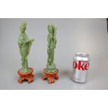 2 Jade figurines - Approx. height 24cm