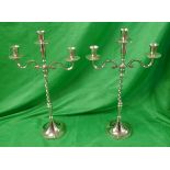 Pair of 3 branch candelabras - Approx. height 60cm