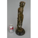 Bronze semi-nude lady figure on marble base - Approx. height 45cm