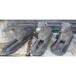 Set of 3 stone dog statues