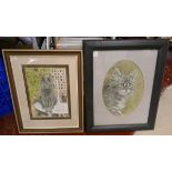 Two cat watercolours - Catrina MacDonald