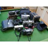 Collection of camera equipment to include binoculars