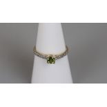 Gold peridot & diamond ring - Size N