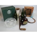 Collectables to include bottles and a Thomas Webb fruit bowl