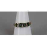 Gold diamond & emerald set ring - Size O½