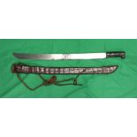 Sword with horn handle in crocodile leather sheath