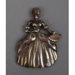 Hallmarked silver crinoline lady brooch