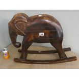 Hardwood rocking elephant - Approx L: 66cm H: 50cm