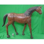 Large Libertys of London style leather horse with some age - Approx L: 122cm H: 118cm