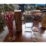 3 glass vases with extra large champagne flute