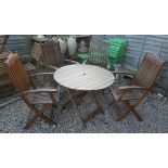 Teak garden table and 4 chairs
