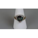 Gold mystic topaz & diamond ring - Size P½