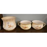 Pair of Crown Ducal chamber pots and a jardenier