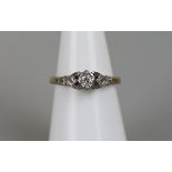 18ct gold diamond solitaire ring - Size K½
