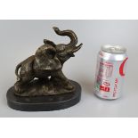 Bronze elephant on marble base - Approx height 16cm