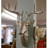 Wall mounted chromed Stag's head