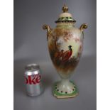 Crown Devon lidded pheasant vase signed J Coleman - Approx height 33cm A/F