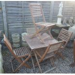 Teak garden table and 5 chairs