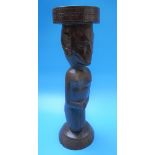 Wooden carved African statue - Approx height 46cm