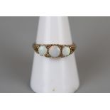 Gold opal and diamond set ring - Size P