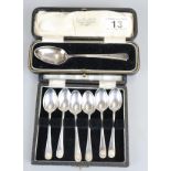 Set of 6 cased hallmarked silver spoons together with single cased hallmarked silver spoon