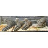 Set of 3 stone dog statues