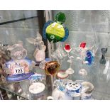 Collection of glass figures to include Murano