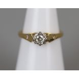 18ct gold diamond solitaire ring - Size J½