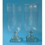 Pair of tall glass vases - Approx height 40cm