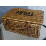 Wicker picnic basket marked F&M