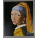 Portrait - Girl with a Pearl Earring - Oil on board by Kath Bigland - Approx IS: 38cm x 46cm