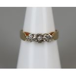 Gold 3 stone diamond ring - Size L½