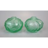 Pair of Lalique Soliflore Palm Antinea bud vases