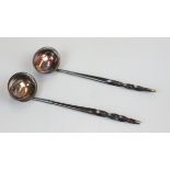 Pair of hallmarked silver and baleen handled toddy ladles circa 1800 by Joseph Snapt