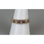 Gold ruby & diamond set ring - Size P