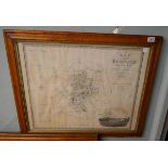 Large framed map of Bedford - Approx IS: 72cm x 58cm
