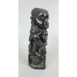 Ebonised African carved figure - Approx height 24cm