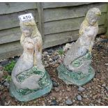 Pair of stone mermaid statues