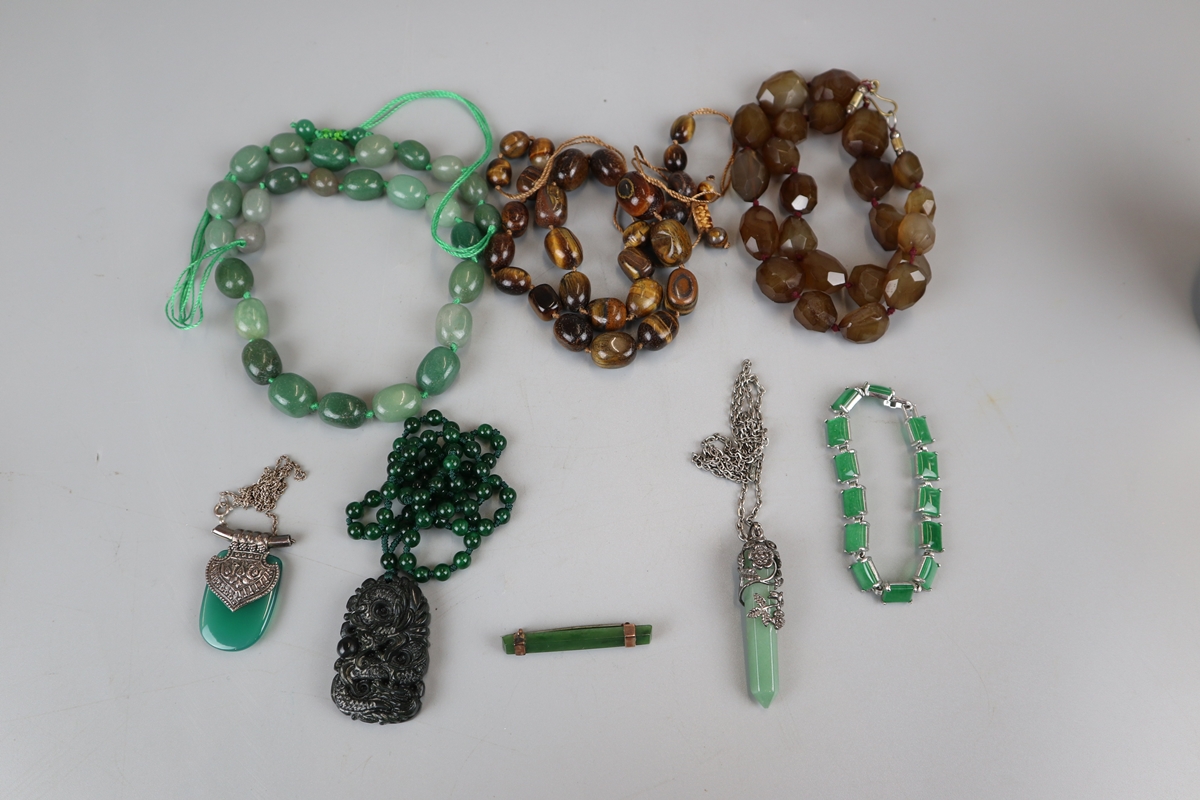 Collection of jade jewellery etc